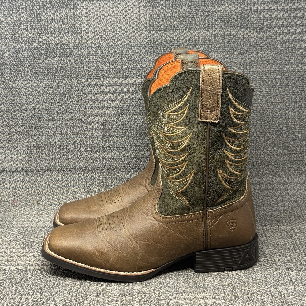 Ariat Firecatcher 10042414 Youth Size 5 Brown Green Leather Cowboy Boots